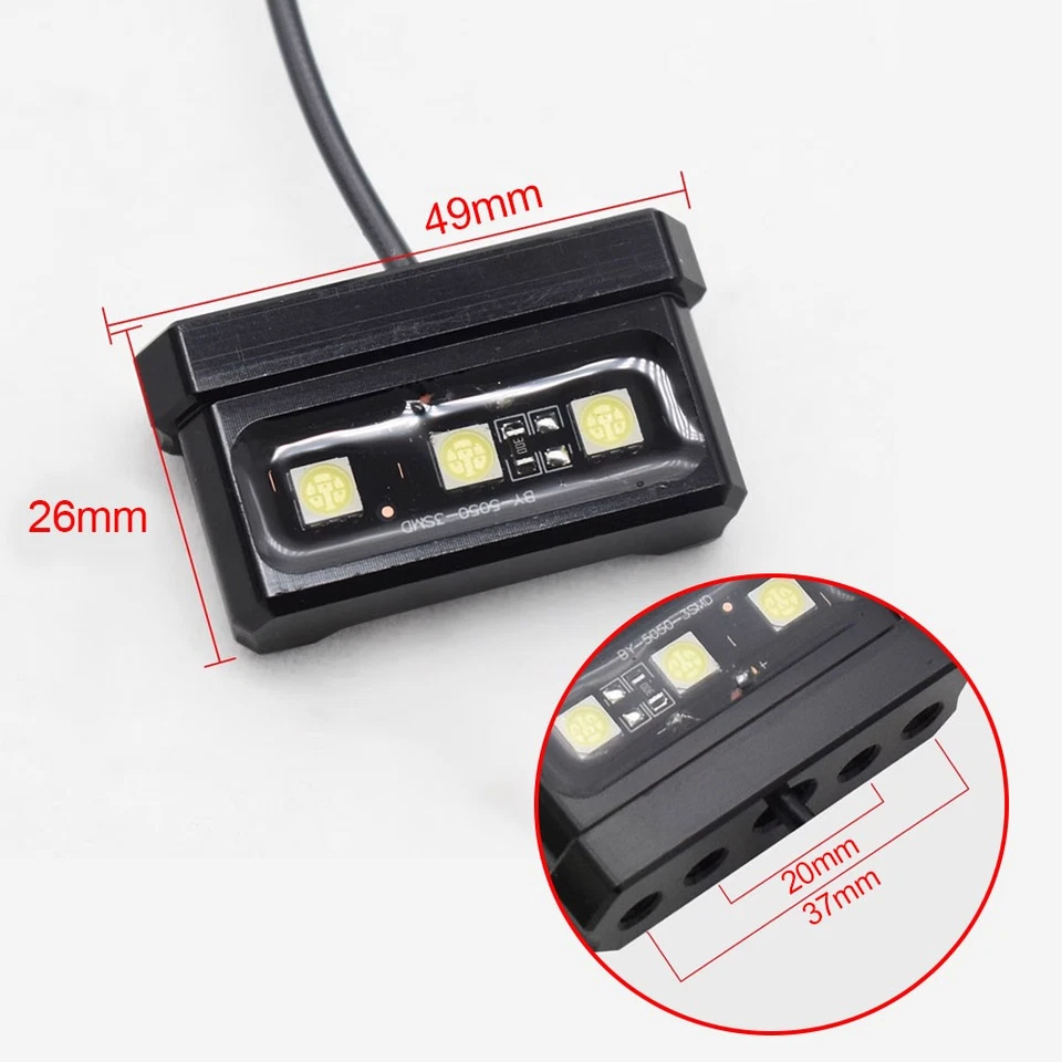 Accesorios Moto Matrícula Luz LED 12V CNC Aleación Aluminio Luz Trasera Foto 3 de 4