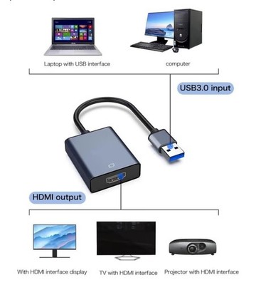 USB 3.0 to HDMI Adapter for 10'' laptop TV