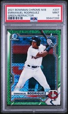 2021 Bowman Chrome Mega Box Emmanuel Rodriguez RC Green Refractor PSA 9 /99
