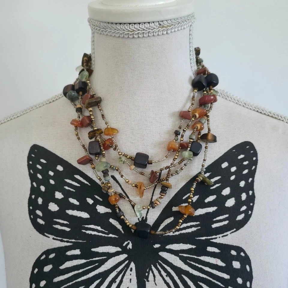 Y2k 00s 2000-х бисером капризный сказочный ожерелье бисер многоцветные камни - Изображение 2 из 4