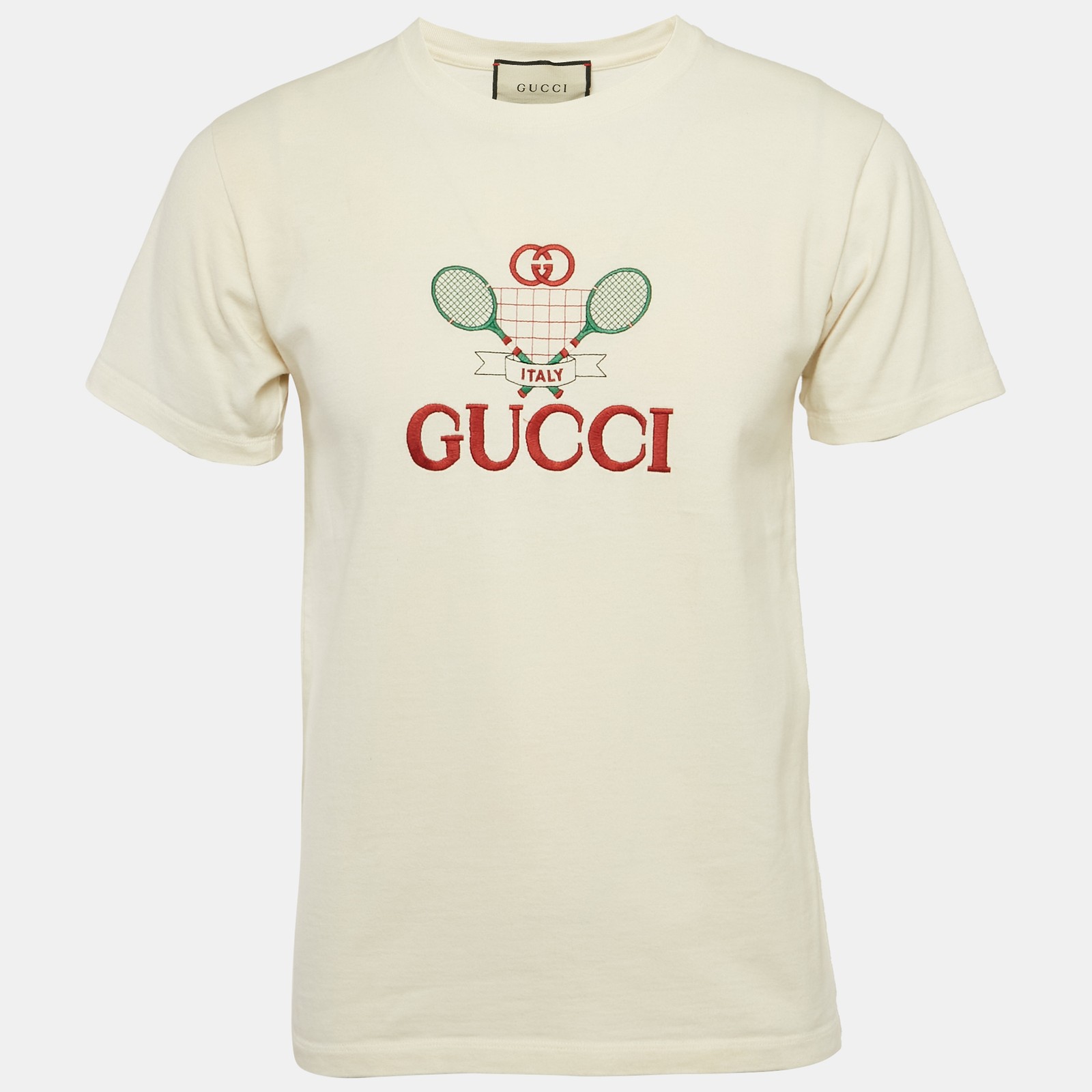 Gucci Off-White GG Tennis Embroidery Cotton Oversized XXS T-Shirt