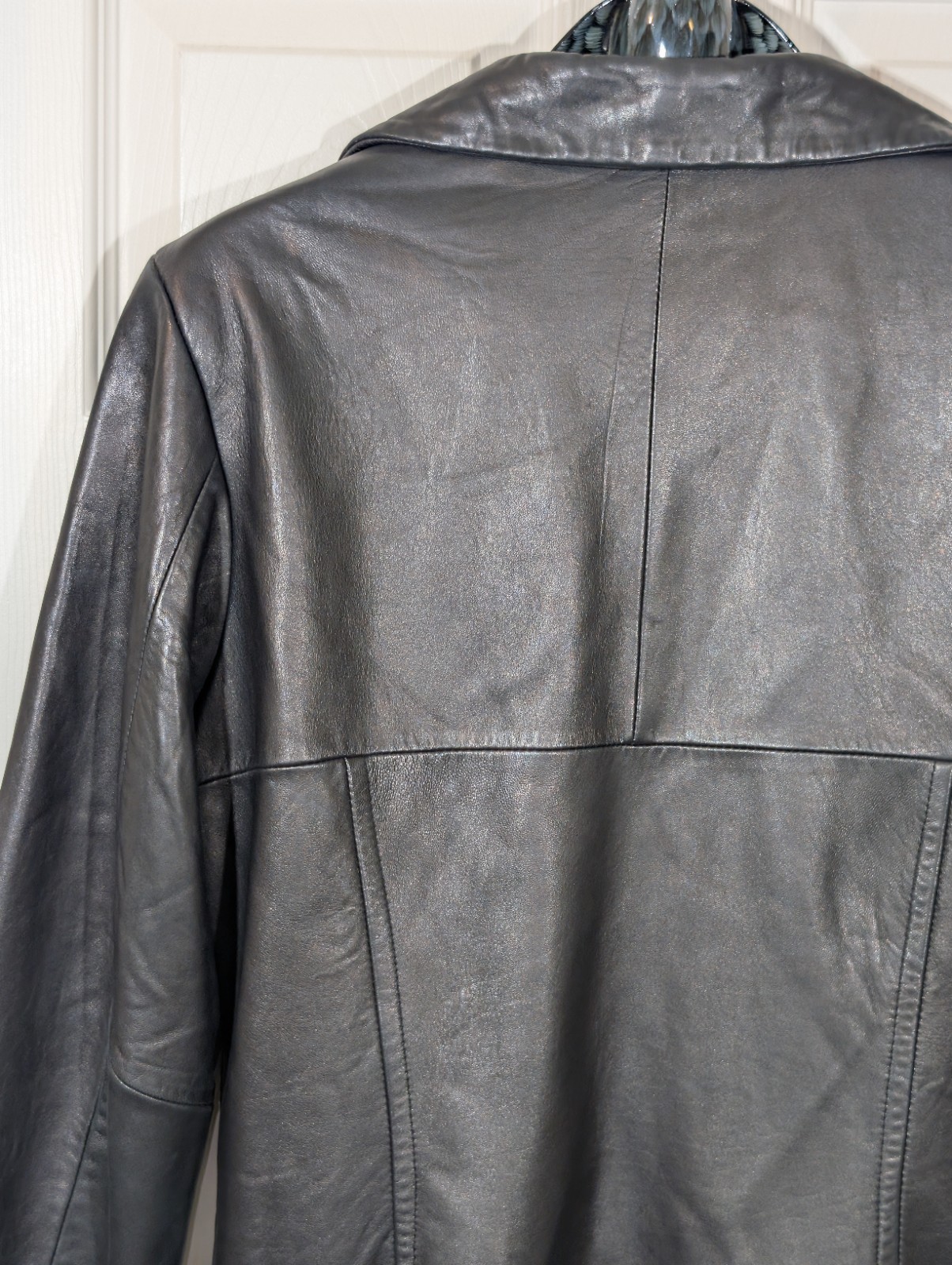 Vintage Genuine Leather Jacket Black Coat Lady Hathaway Soft Size Large