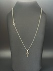 14K Solid Yellow Gold Cross Pendant Necklace-18" Forze Chain-1.65g 585 Gold 1mm — photo 3
