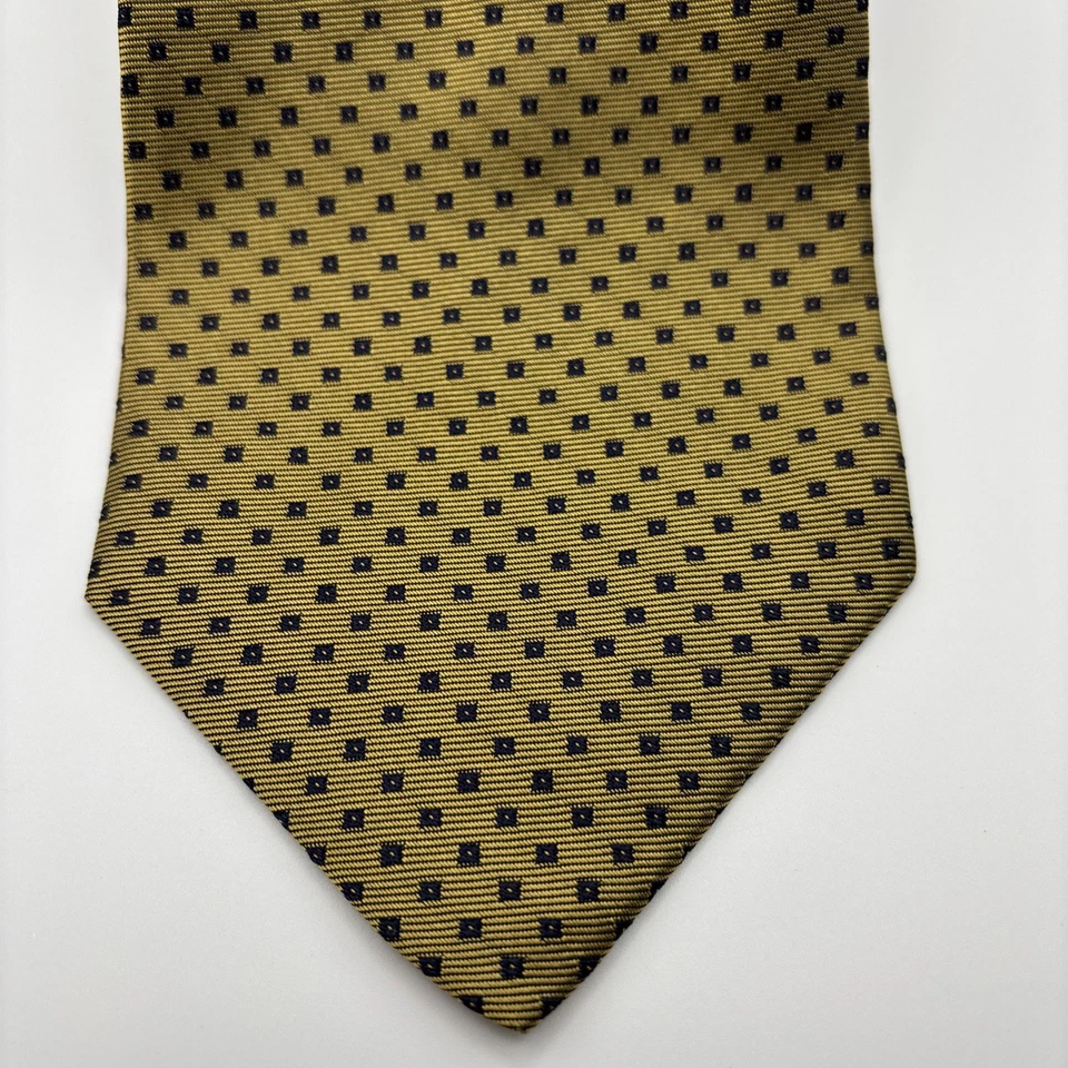 Corbata de cuello J Crew para hombre foulard geométrica dorada hecha en EE. UU. 100 % seda 58”x4” Foto 3 de 4