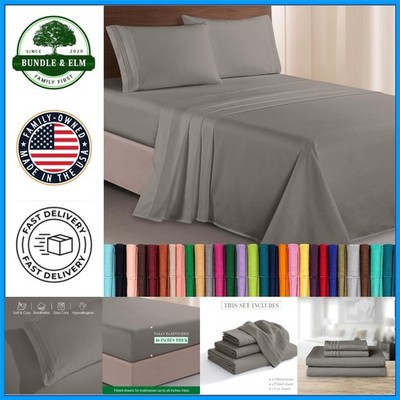 Softest 4-Piece King Bed Sheets, Breathable Microfiber with Modern Embroidery