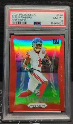 2024 Panini Prizm Deca MALIK NABERS Rookie Red Prizm SSP RC /199 PSA 8 NM-MT