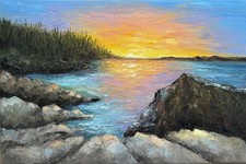 Original oil painting Acadia National Park art Maine Landscape painting mountain