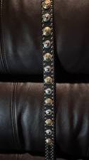 Versace Men's Vintage Belt. Made In Italy Black Leather with Gold and Silver.