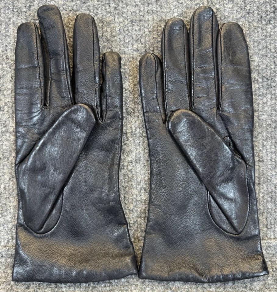 Guantes para mujer Fownes de cuero genuino negros forrados en acrílico talla mediana Foto 2 de 4