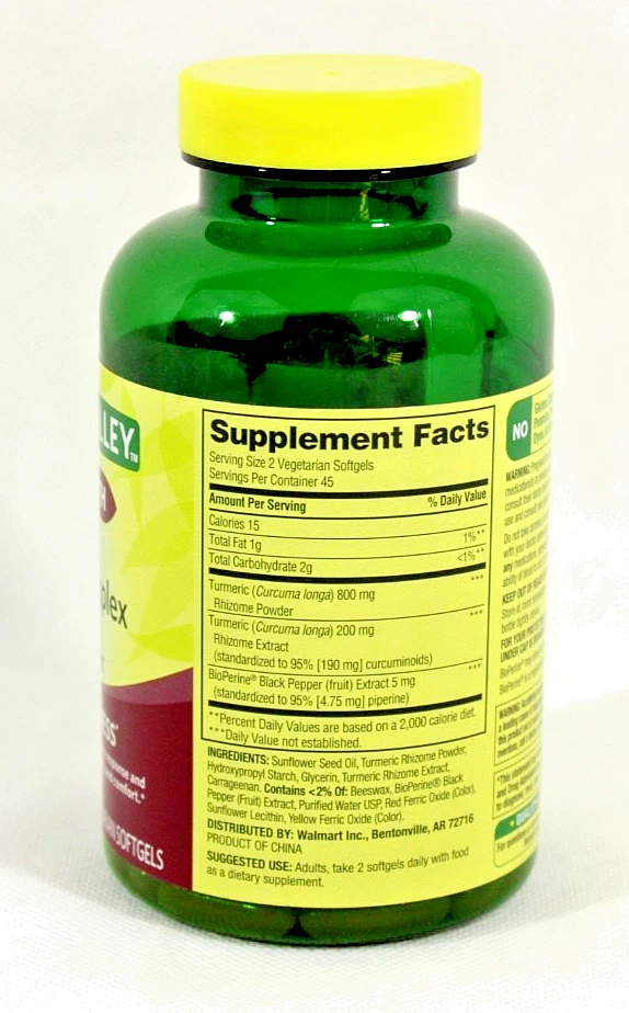 Spring Valley Turmeric Curcumin Extra Strength 1000 mg 90 Softgels New Free Ship - Image 2 of 2