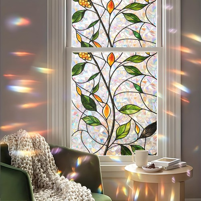 #ad Window Privacy Film Rainbow Decorative Window Sticker Static Cling Stained G... $18.39