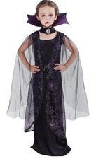 Vampire Costume for Girls Halloween Kids Gothic Bat Dress.12/14 New