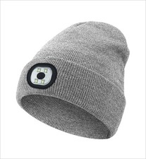 Image of Knitted Wooly Beanie Hat With LED Light Unisex Warm High Powered Head Torch Lamp