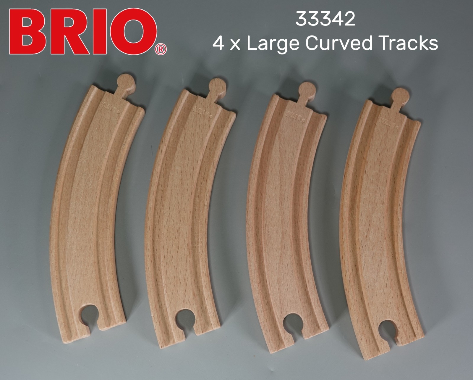BRIO 33342 LARGE CURVED TRACK x 4 for Thomas & Friends Wooden Railway Train Set
