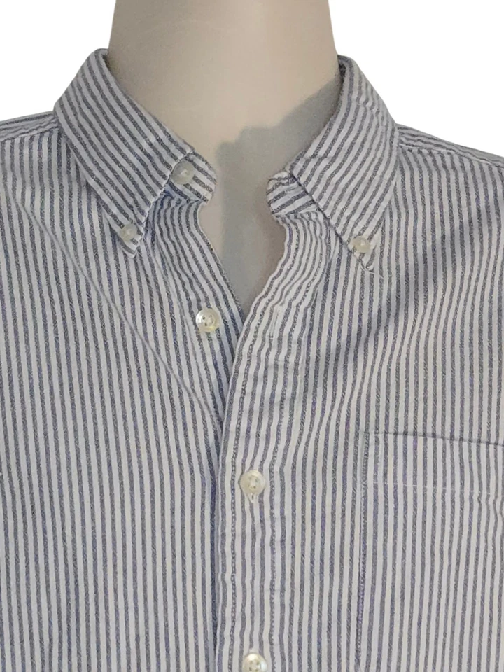 Saddlebred 男式经典合身正装衬衫 X 码蓝色/白色条纹  — 第 4/4 张图片