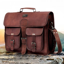 Men's Vintage Leather Messenger Satchel Bag Handmade Laptop Briefcase