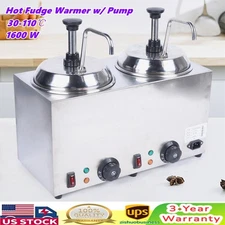 Commercial Hot Fudge Warmer Nacho Cheese Sauce Warmer w/ Pump Dispenser 1600W