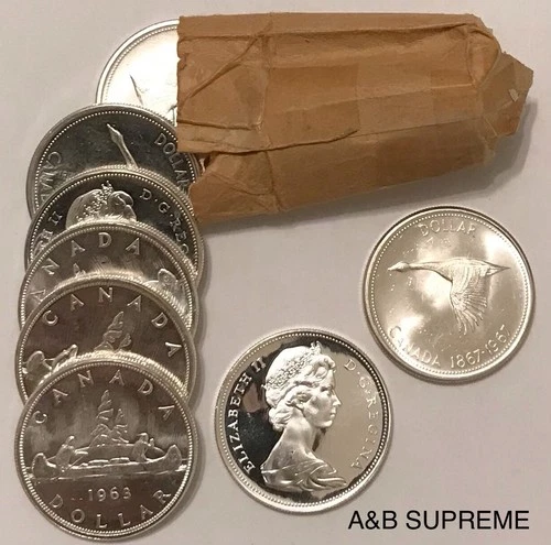 One (1) 1935-1967 Canada Dollar From Obw Roll Choice Gem Bu Unc. 80% Silver