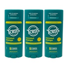 3 Pack - Tom's of Maine Aluminium Free Deodorant Stick, Coconut Mango, 3.25oz