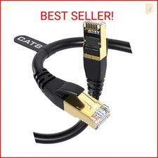 Cat8 Ethernet Cable, 6FT Outdoor/Indoor Heavy Duty, High Speed 26AWG, Gold Plate