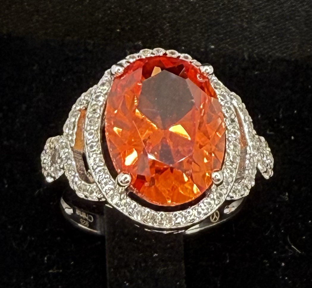 Sterling Silver Ring 925 Red Ruby Sz 7 Women Jewe… - image 5