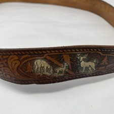 Vintage Brushy Creek Tooled Leather Belt Deer Hunting Western Sz 33 34 35 36 37