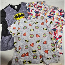 DC Comics Scrub Tops Bundle Wonder Woman Superman Batman 2XL 3 Piece Set