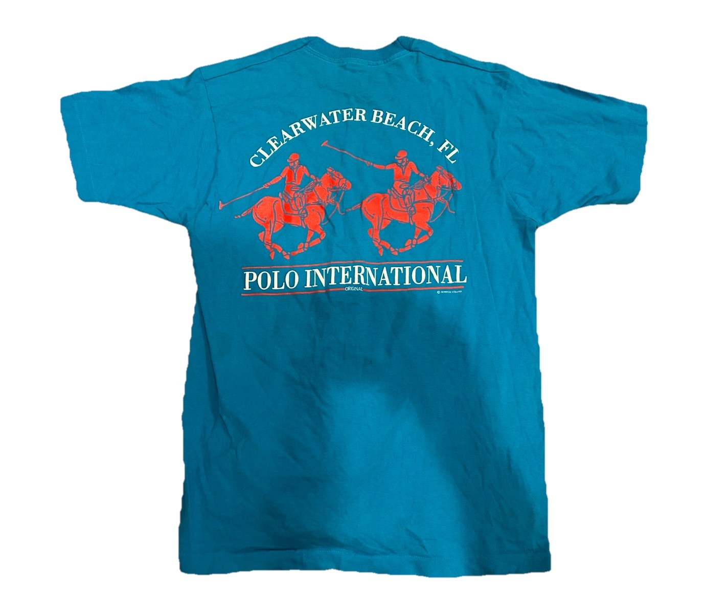 Vintage Polo International T-Shirt Shirt Large Clearwater Beach Florida Horse