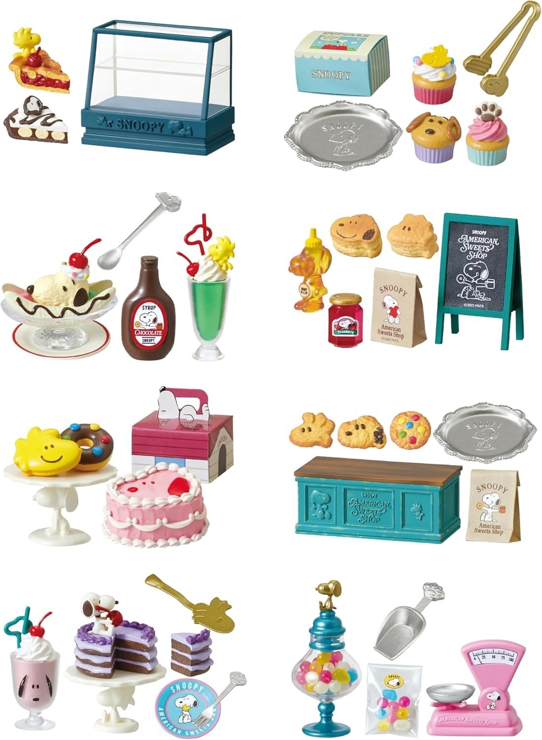 RE-MENT Peanuts SNOOPY AMERICAN Sweets Shop 1 BOX Complete Set NEW
