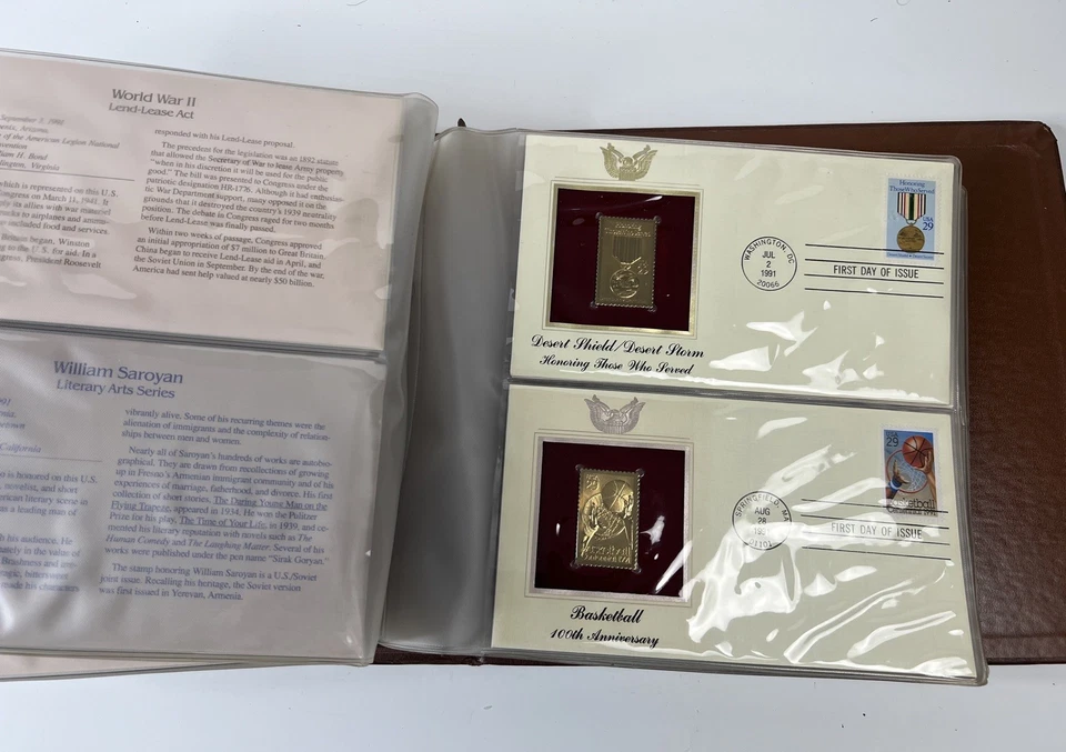¡Oferta! Lote de 28 estampillas de Estados Unidos réplicas de oro FDC 1990-1991 - 28 portadas en un álbum Foto 4 de 4