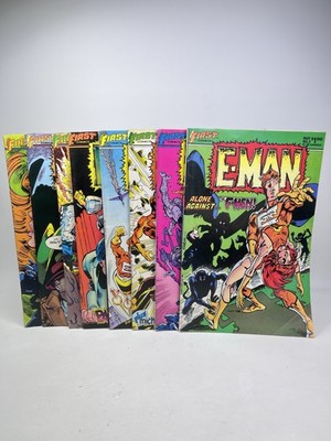 1985 FIRST COMICS E-MAN LOT OF 8 (#2-10 Missing Issue 6)  VINTAGE X-MEN Parody