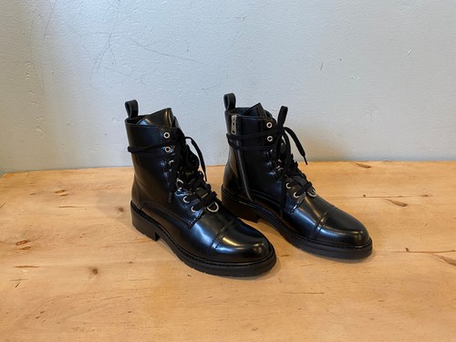 NWOT/B Allsaints Lira Combat Boots , Black Leather , Sz EU 40 / US 10