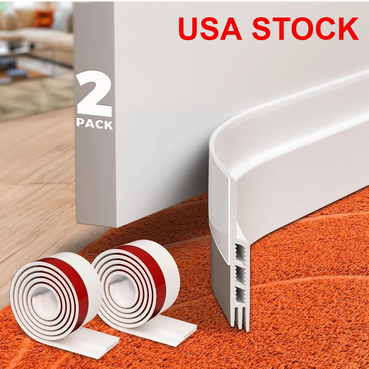 2 Door Draft Stopper under Door Draft Blocker Insulator Door Weather Strip 39''