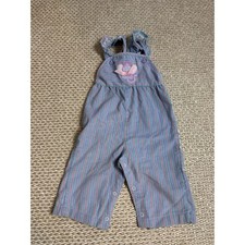 Vintage Health-tex Striped Overalls corduroy Mouse Applique 24 Months 80's 90's