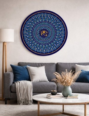 Guardian Blue.  Eye of Horus Large Mandala 45 cm. Hand Painted Dot Art Mandala.