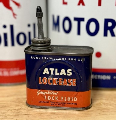 Vintage Atlas Lock Ease Oil Can 4oz Lead Top Oiler Empty