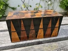 Antique Tunbridge Ware Parquetry Tumbling Block Box Bottle Jar Caddy 18th 19th