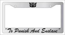 Chrome METAL License Plate Frame TO PUNISH AND ENSLAVE (LOGO) 8