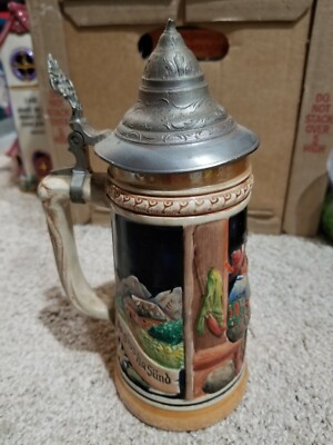 Antique Vintage West German Beer Stein 9 Inches Da Gibs Ka Sund Auf Der Alm