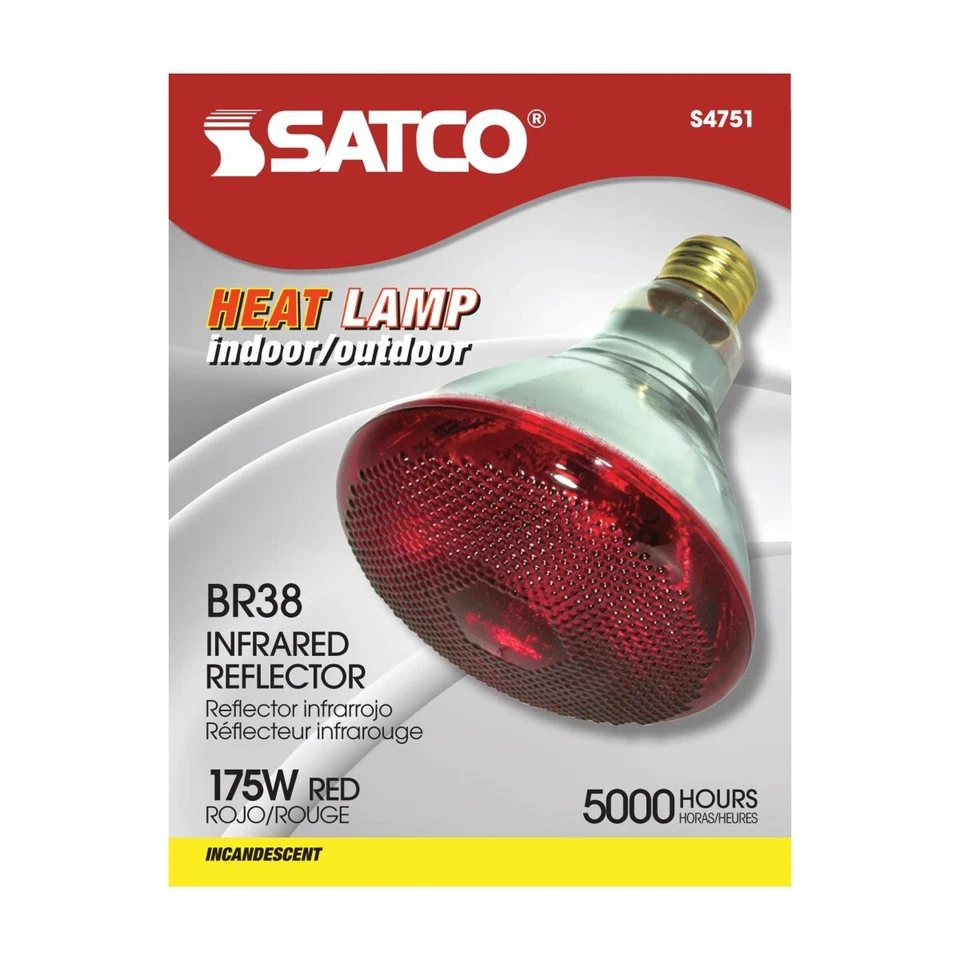 Satco Lighting S4751 - 175 Watt BR38 Dimmable Heat lamp - Red Heat (6 Pack) - Image 2 of 4