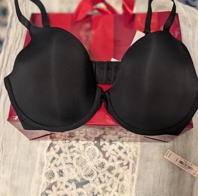 Victoria's Secret Black Logo Strap 32DD T-Shirt Lightly Lined Smooth Demi Bra