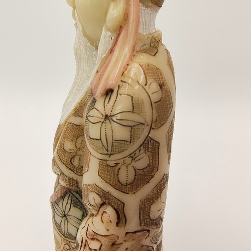 VTG Japanese Carved Resin Jurojin Figure Shichifukujin God Longevity and Wisdom - Picture 11 of 24
