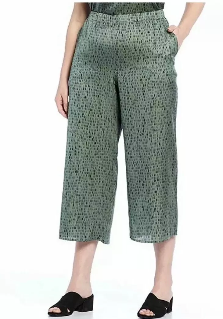 Eileen fisher wide leg silk cheap pants