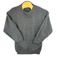Vintage College Point Sweater Men L Gray Acrylic Long Sleeve Ribbed Made In USA