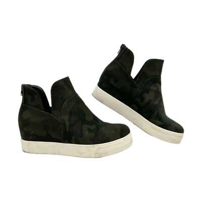Steve Madden Green Hidden Heel Wedge Sneakers Camouflage