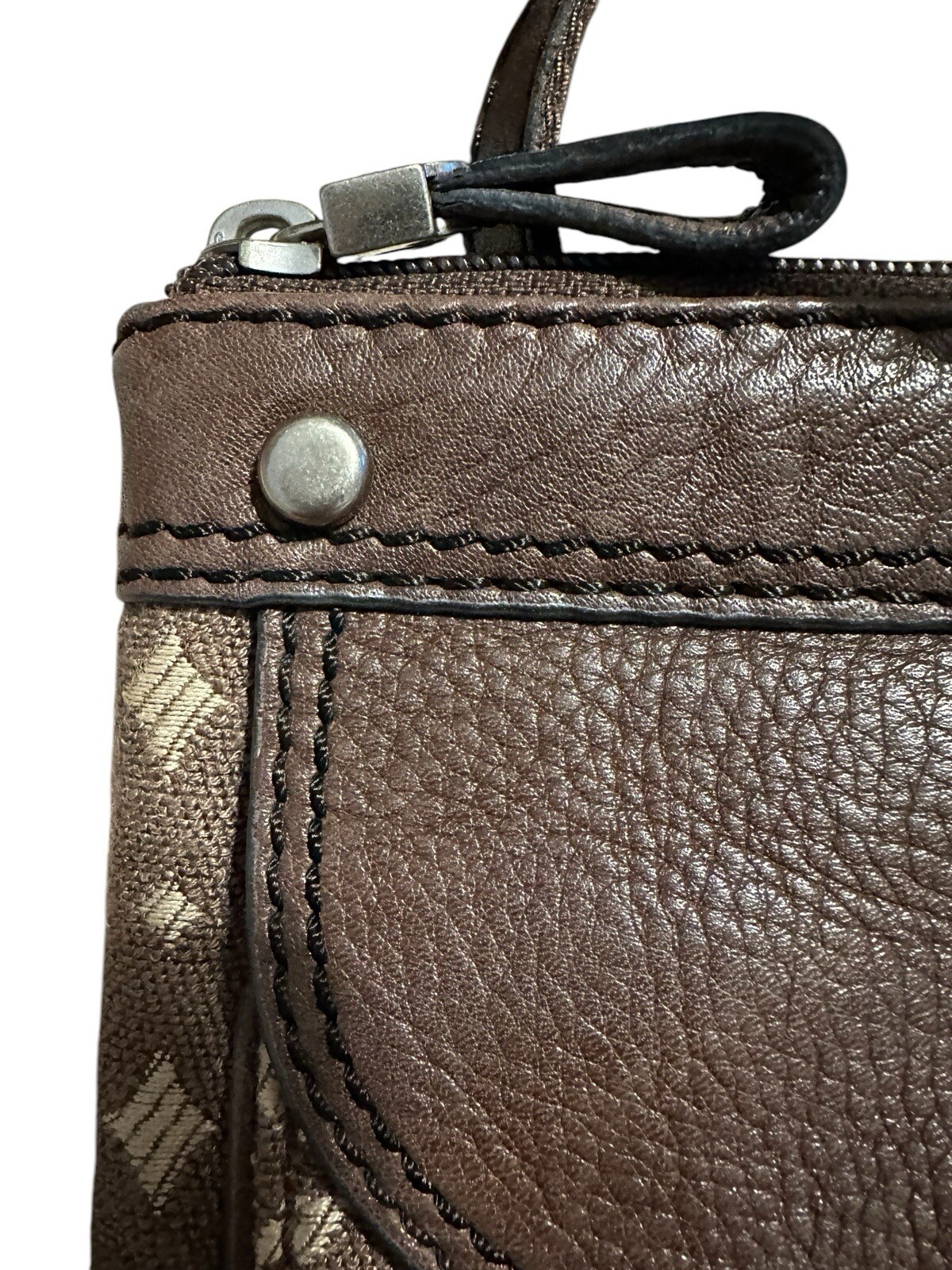 FOSSIL Brown Beige Adjustable Lined shoulder stra… - image 6