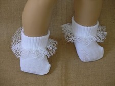 WHITE LACY TOP SOCKS FOR 18 INCH DOLLS 3 INCHES LONG NEW GENERIC