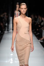 VERSACE Black Lace One Shoulder Dress 42 6