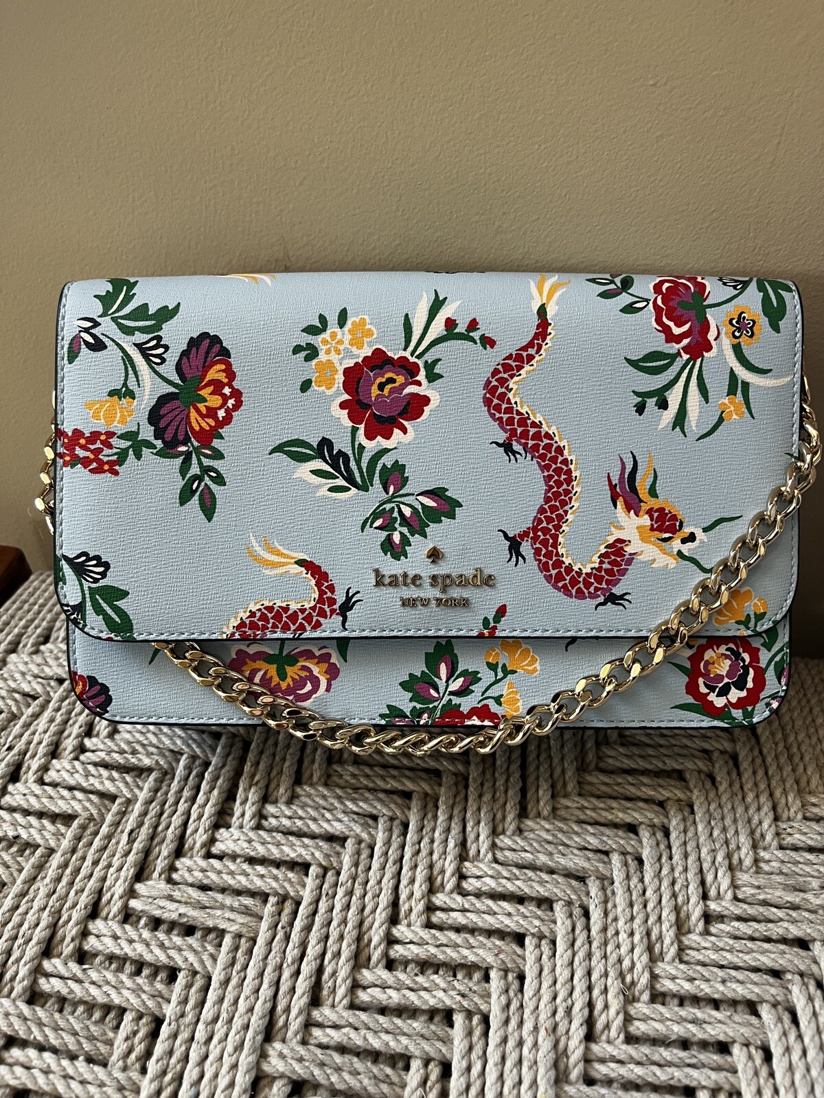 Kate Spade Lunar New Year Flame Dragon Madison Flap Crossbody Bag & Wallet NWT