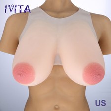 Oval Nipple Full Silicone Breast Forms Drag Queen K Cup Vest Boobs Bra Enhancer